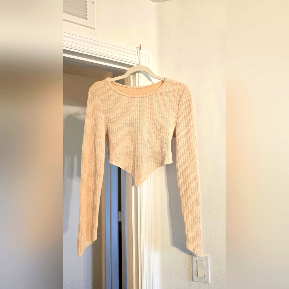 SHEIN Cream Ribbed Knit Top